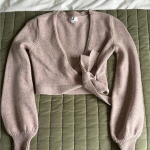 LPA Women's Pink V-Neck Sweater with Bow Detail